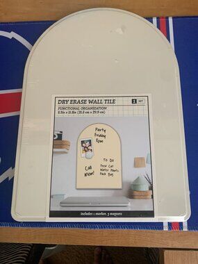 Dry Erase Wall Tile With Marker & Magnets For Functional Organization 8.5x11.8 I
